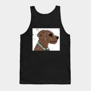 Cute brown dog, turquoise collar Tank Top